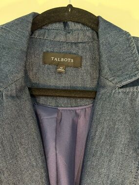 Talbots Denim-Textured Navy Blazer